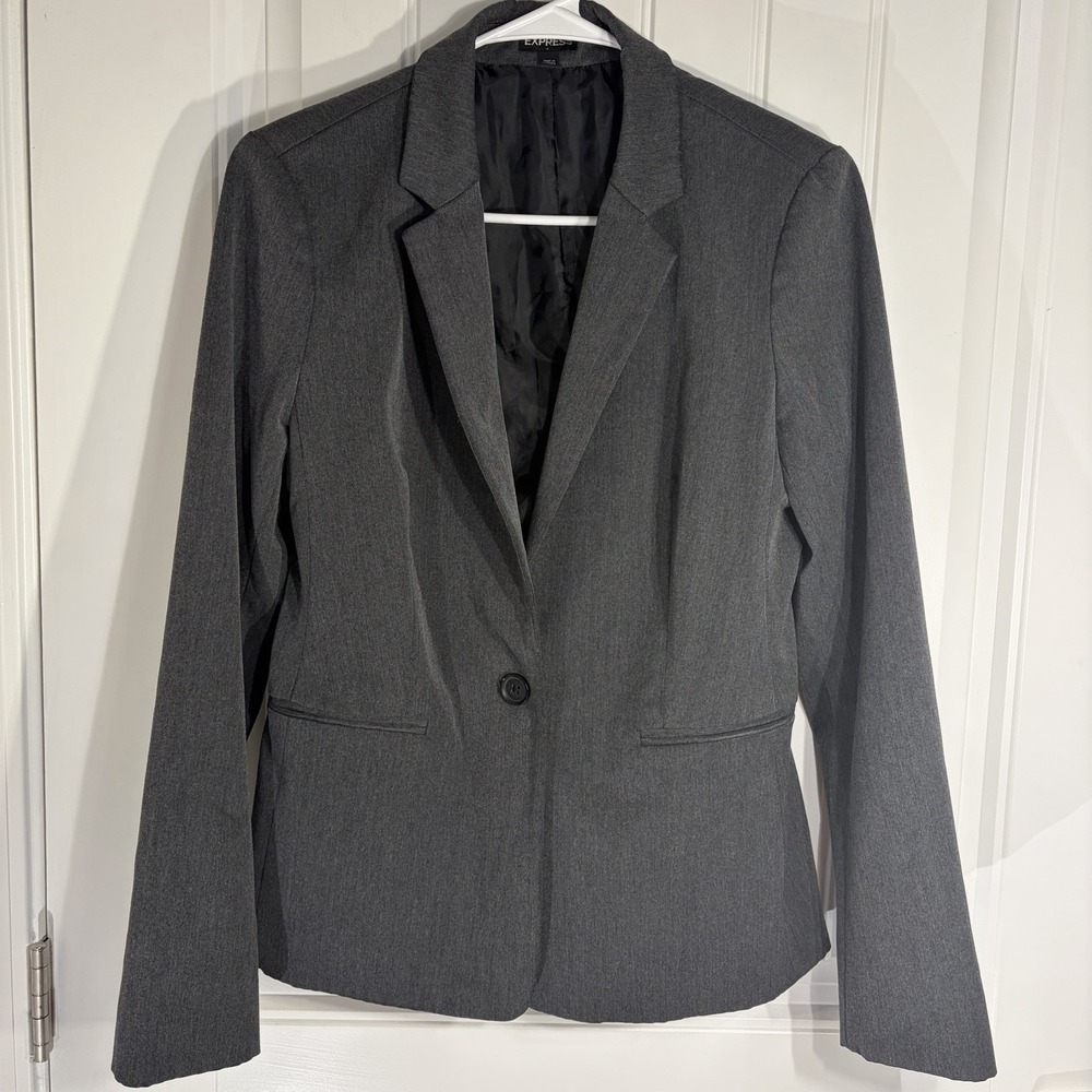 Express Gray One Button Career Blazer Women's Size 10
